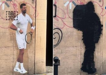 Tranh tường của Djokovic bị phá hoại ở Serbia