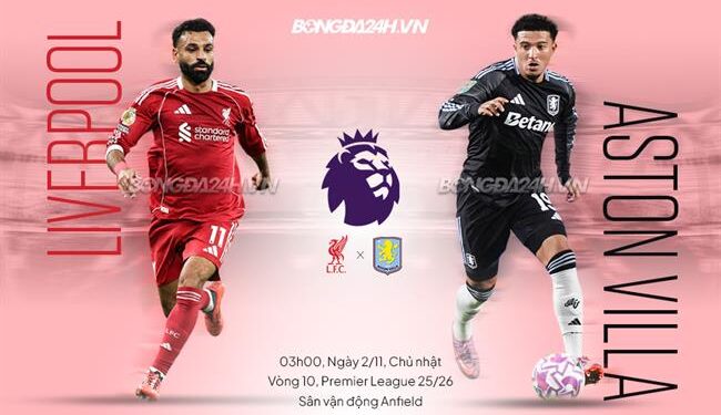 Trực tiếp bóng đá Liverpool vs Aston Villa 3h00 ngày 2/11 (Ngoại hạng Anh 2025/26)