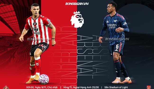 Trực tiếp bóng đá Sunderland vs Arsenal 0h30 ngày 9/11 (Ngoại hạng Anh 2025/26)